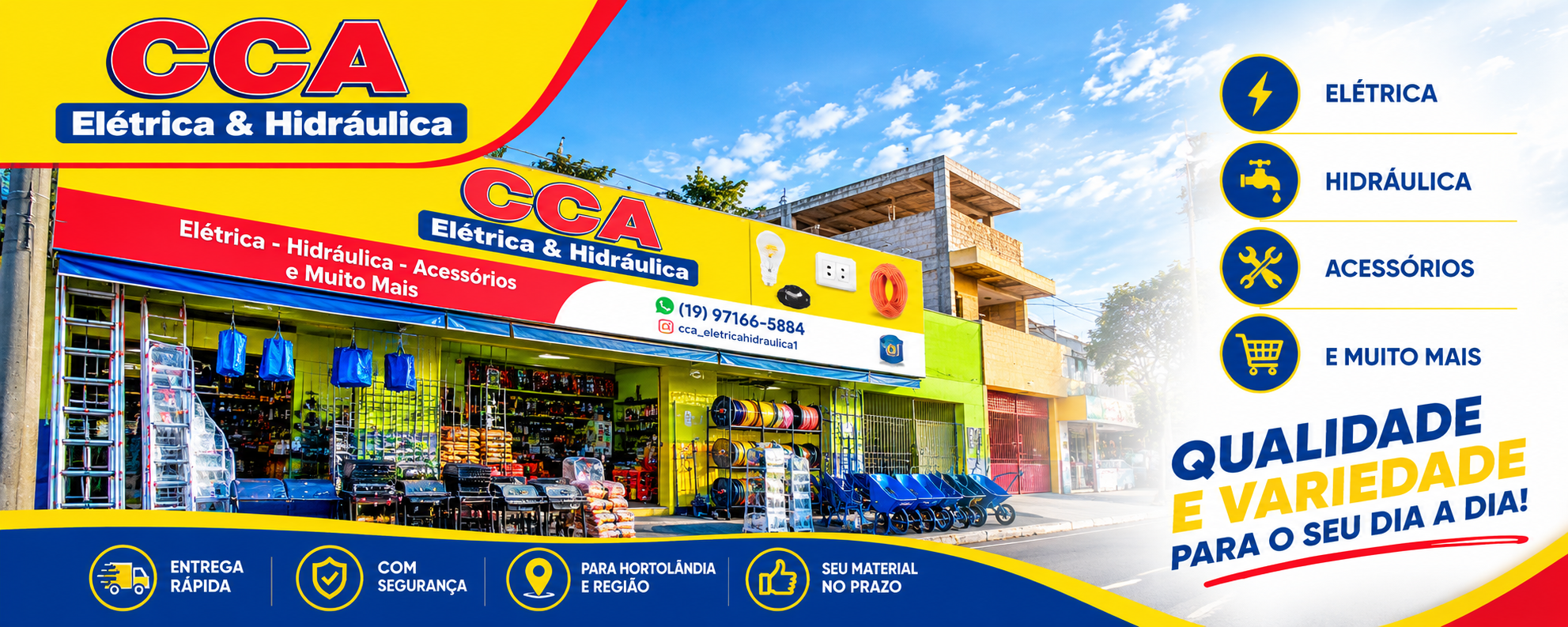 Fachada da loja CCA Elétrica e Hidráulica